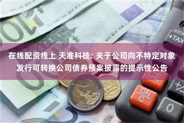 在线配资线上 天准科技: 关于公司向不特定对象发行可转换公司债券预案披露的提示性公告