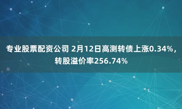 专业股票配资公司 2月12日高测转债上涨0.34%，转股溢价率256.74%