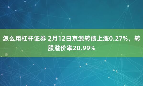 怎么用杠杆证券 2月12日京源转债上涨0.27%，转股溢价率20.99%