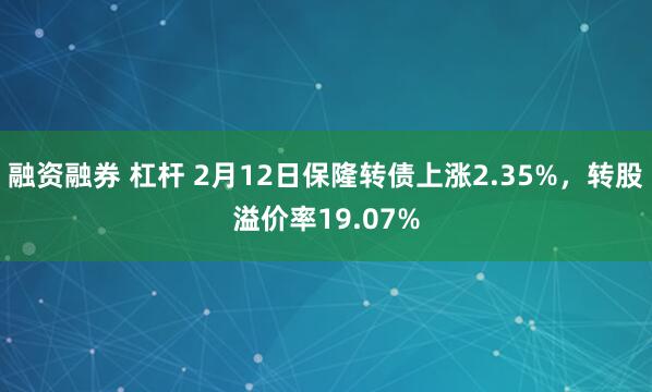 融资融券 杠杆 2月12日保隆转债上涨2.35%，转股溢价率19.07%