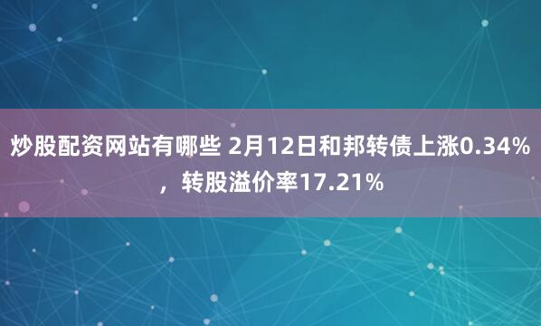 炒股配资网站有哪些 2月12日和邦转债上涨0.34%，转股溢价率17.21%