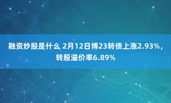 融资炒股是什么 2月12日博23转债上涨2.93%，转股溢价率6.89%