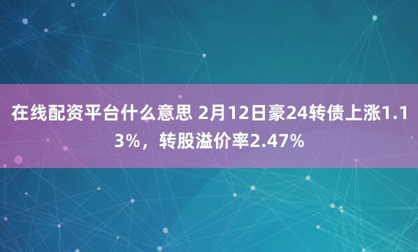 在线配资平台什么意思 2月12日豪24转债上涨1.13%，转股溢价率2.47%