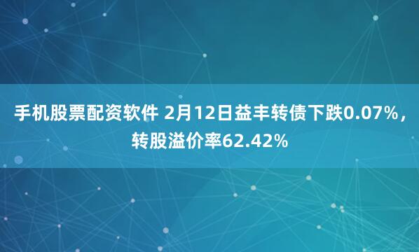 手机股票配资软件 2月12日益丰转债下跌0.07%，转股溢价率62.42%