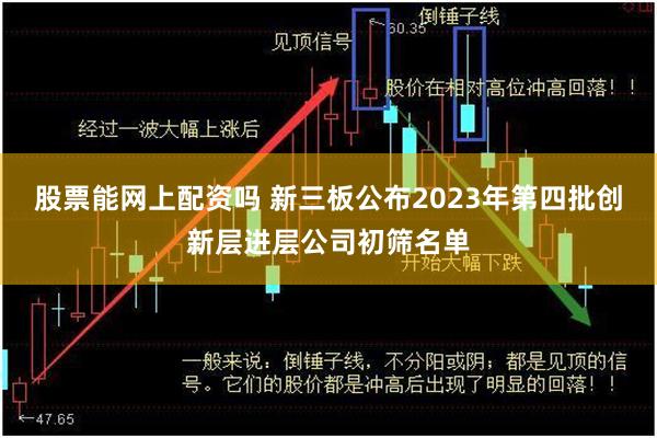 股票能网上配资吗 新三板公布2023年第四批创新层进层公司初筛名单